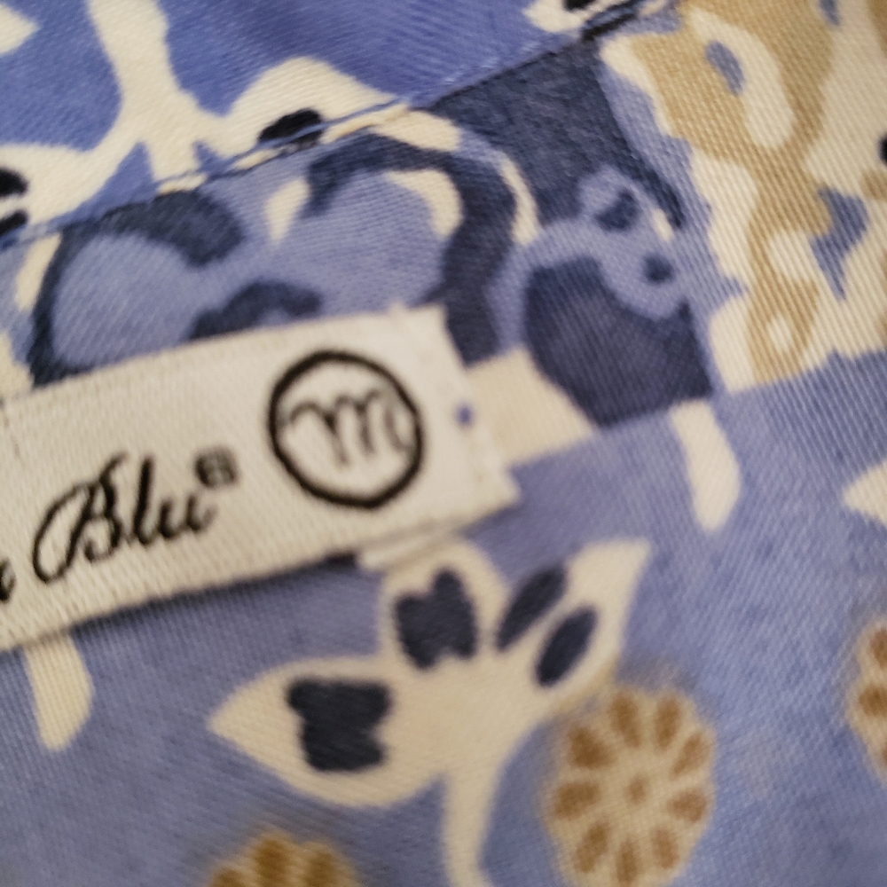 Amanda Blu Blue and Tan Button Down Blouse Size Medium - Picture 3 of 12